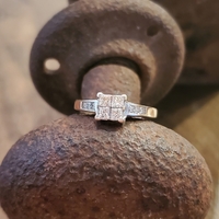 .75ctw Princess Cut Diamond Cluster Ring