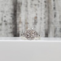 .97ctw Diamond Cluster Halo Twisted Shank Ring