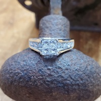 3.9d 14K WG 1ctw Princ + Round Diamond Ring 3.9d, 14k, White, ID: 1061059