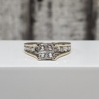 3.9d 14K WG 1ctw Princ + Round Diamond Ring 3.9d, 14k, White, ID: 1061059
