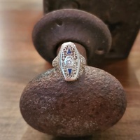 Vintage Diamond and Blue Stone Ring