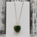 17" 14K Necklace Green Jade Heart DiamondAttachedPendant