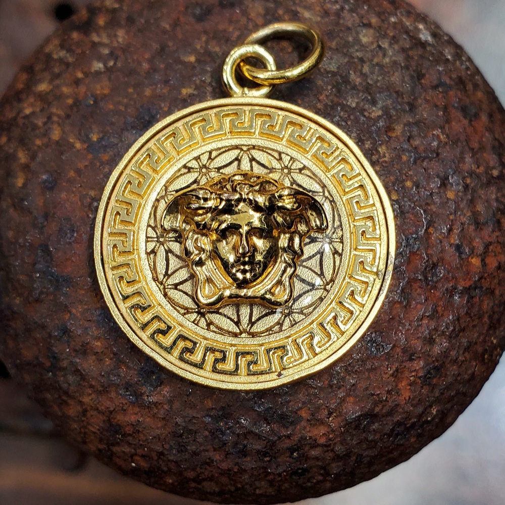 Versace Medusa Gold Tone Made in Italy Pendant | Dynasty Jewelry and Loan