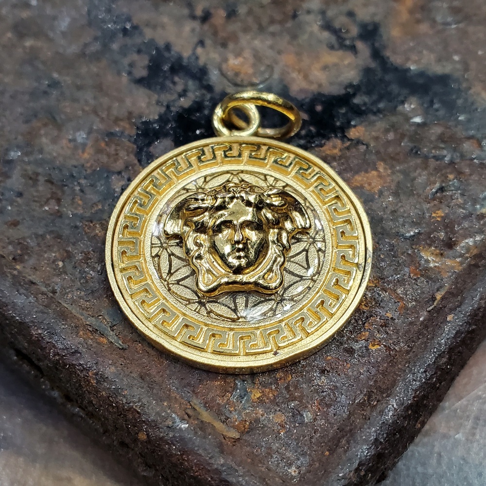 Versace Medusa Gold Tone Made in Italy Pendant Dynasty Jewelry and Loan
