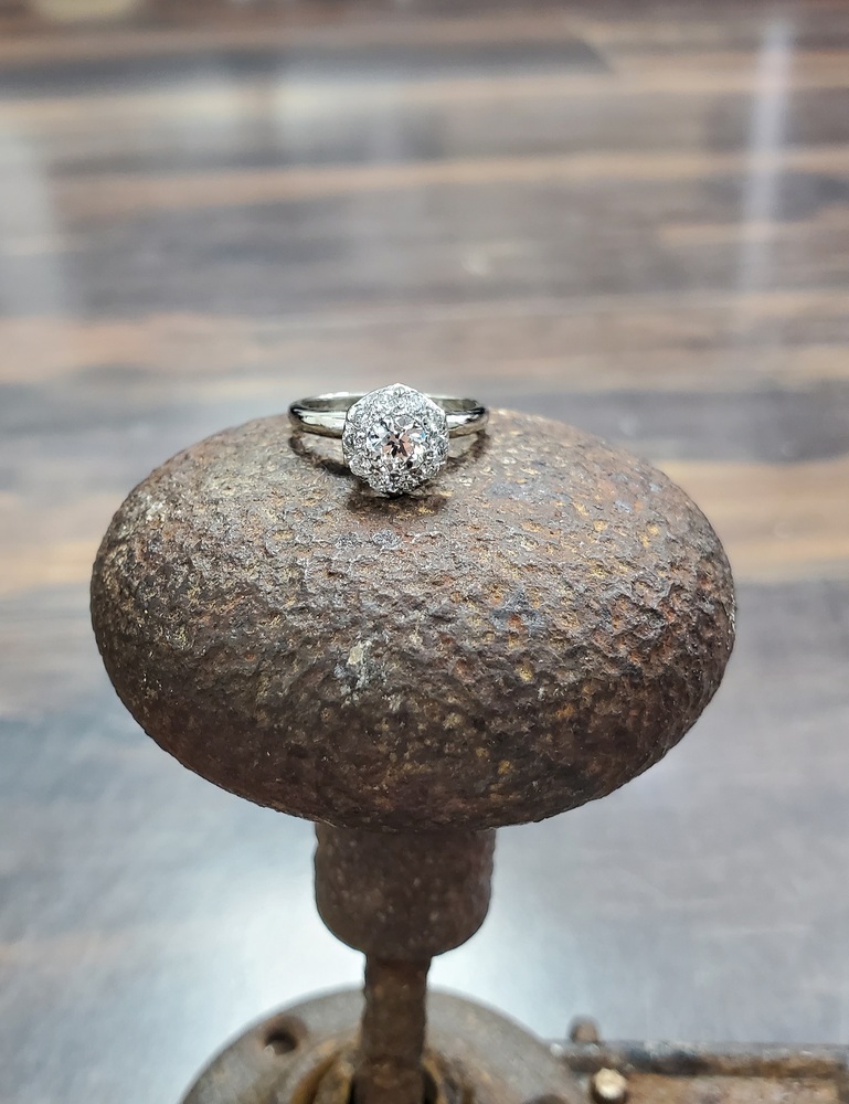 .65CTW Vintage Diamond Halo Ring