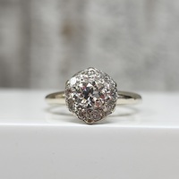 14K .65CTW Vintage Diamond Halo Ring