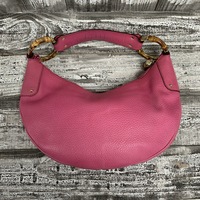 Gucci 137577 Medium Bamboo Ring Pink Leather Hobo Hand Bag - Entrupy Verified!