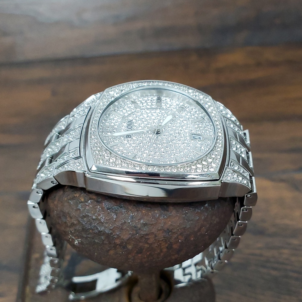 Bulova Men's Phantom Crystal Pave Stainless Steel Watch 96B296