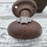 14K WG est. 1.00ctw PR Dias Cluster Ring 