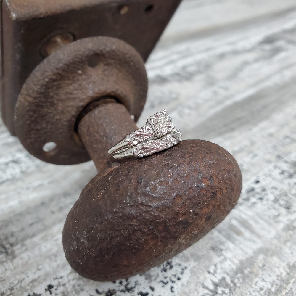 14K .05ct Diamond Locking Wedding Set Dynasty Jewelry and Loan