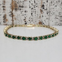 10K Square Emerald Diamond Bracelet