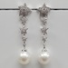 18K South Sea Pearl Star Design Diamond Dangle Earrings w/ Friction Backs