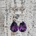 18K Pear Amethyst Dangle Earrings w/ Friction Backs