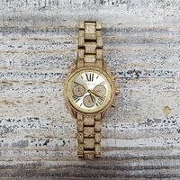 Michael Kors Mini Bradshaw Crystal Pave Gold Tone Watch MK-6494
