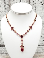 14K Pink Tourmaline and Rhod Garnet Necklace