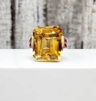 14K Large Citrine + Rubies Ring