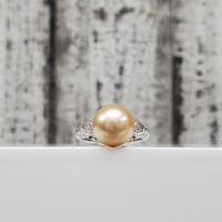 Platinum Gold South Sea Pearl Diamond Ring