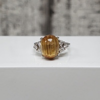 14K Tiger Eye CZ Ring