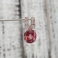 14K Diamond + Oval Pink Tourmaline Pendant