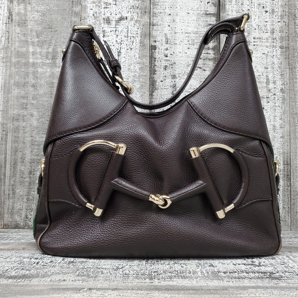 Gucci Heritage Horsebit Hobo Bag, Brown Leather