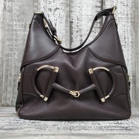 Gucci 247604 Pebbled Leather Hobo Bag
