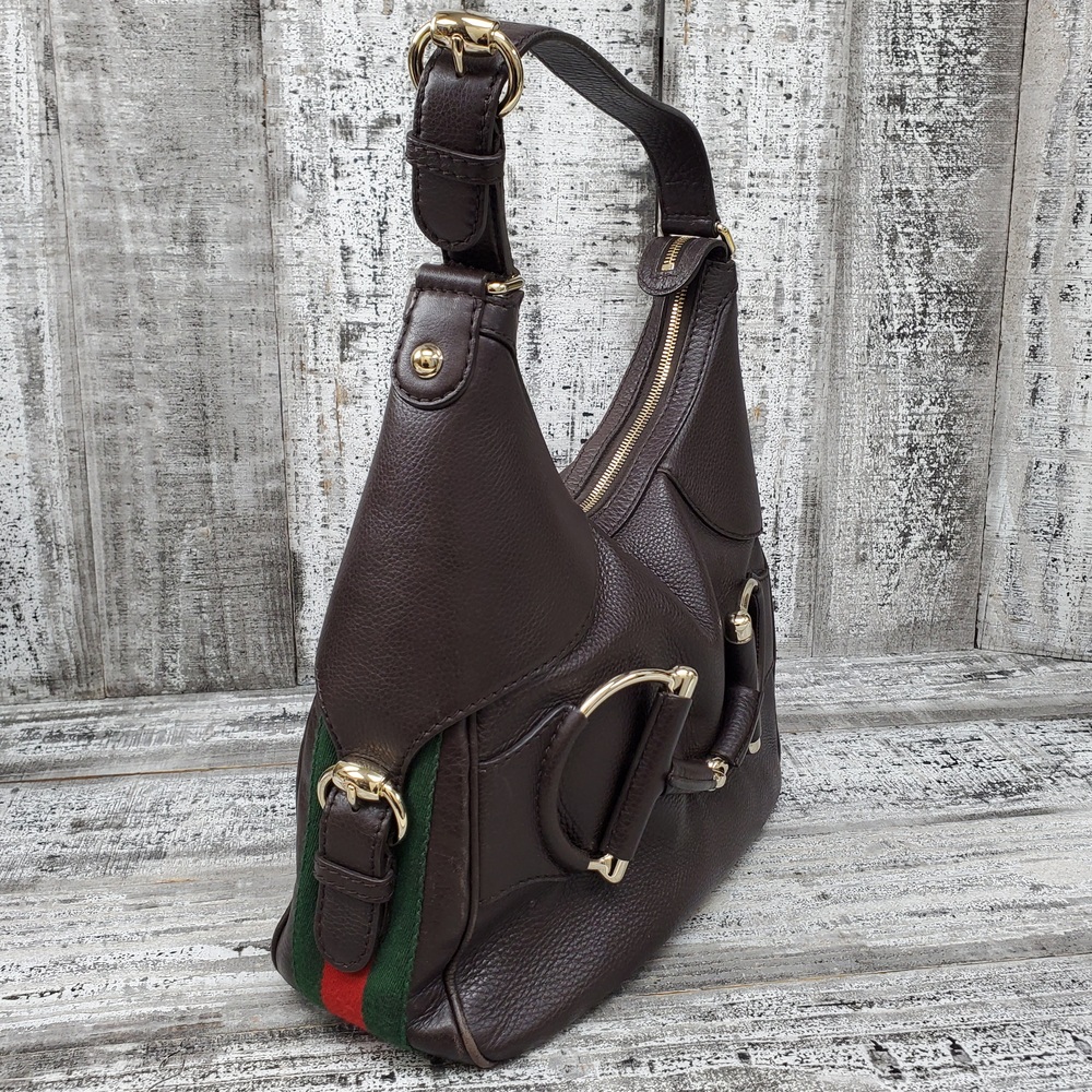 Gucci Heritage Horsebit Hobo Bag, Brown Leather