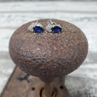 14K.09ctw Diamond and Sapphire Earrings
