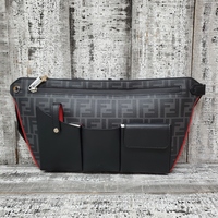Fendi 3 Pockets Belt Bag Leather Nero + Rosso + Palladio Ret P $1290