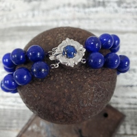8" 14K Clasp Blue Lapis Bead Bracelet