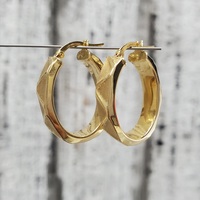 14K Fancy Design Hollow Hoop Earrings
