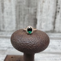 14K Synthetic Emerald and Diamond Ring