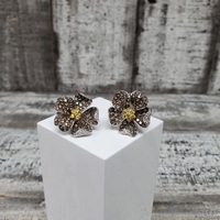 18K Diamond and Yellow Sapphire Flower Earrings