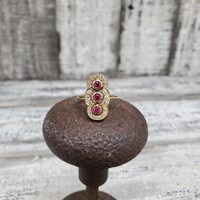 14K  CZ + Synthetic Ruby Ring