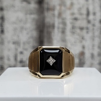10K Black Onyx Diamond Ring