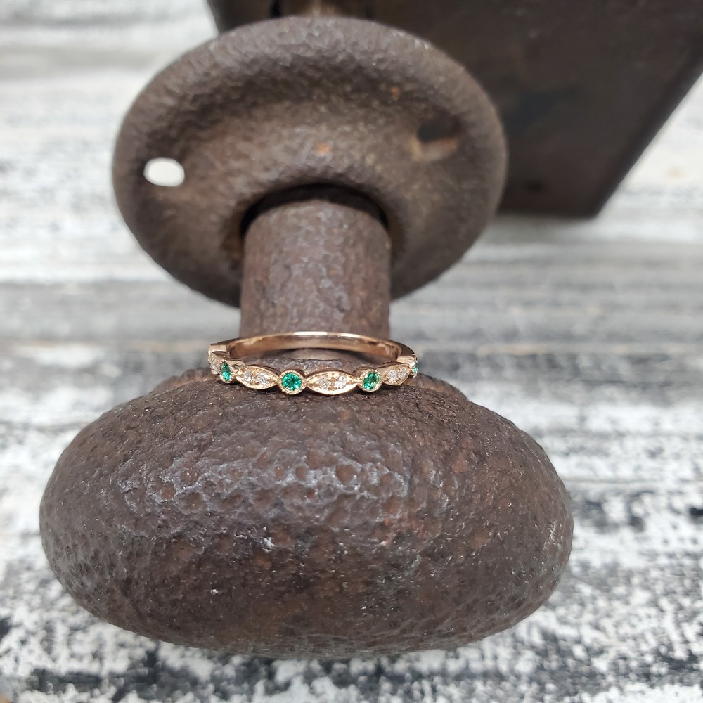  14k Synthetic Emerald Stackable Ring 