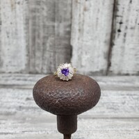 14K Purple Heart CZ + White CZ Ballerina Ring