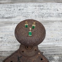 14K Diamond and Emerald Earring and Pendant Set 