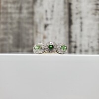  14K .50ctw Green Stones And Diamond Halo Ring