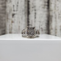 14K 1.50ctw Princess Cut Diamond Cluster Ring