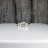 14K/PLT .75ctw Princess Cut Diamond Ring