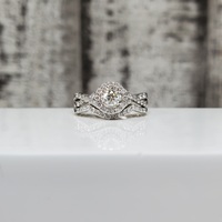 10K .75ctw Diamond Cluster Wedding Set 