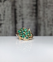14K Emerald Cluster Ring
