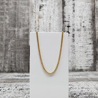 18K 24.25" Solid Curb Link Necklace