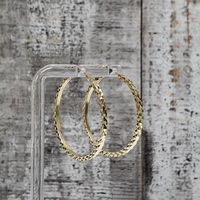 10K Fancy Cut Hoop Earrings