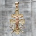 10K TriColor Caravaca Cross Crucifix w/ Angels Religious Pendant