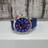 $445 Wenger 7705X Stainless Steel Blue Dial + Blue Rubber Strap Watch