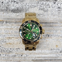 Invicta 0075 Pro Diver Gold Tone Green Dial Watch 