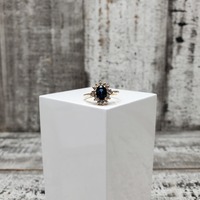 14K .33ctw Diamond + Oval Sapphire Ring