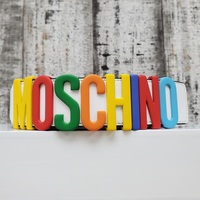 Moschino Multi-Color Logo Plaque Leather Belt