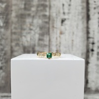 18K Emerald (Chipped) + CZ Ring
